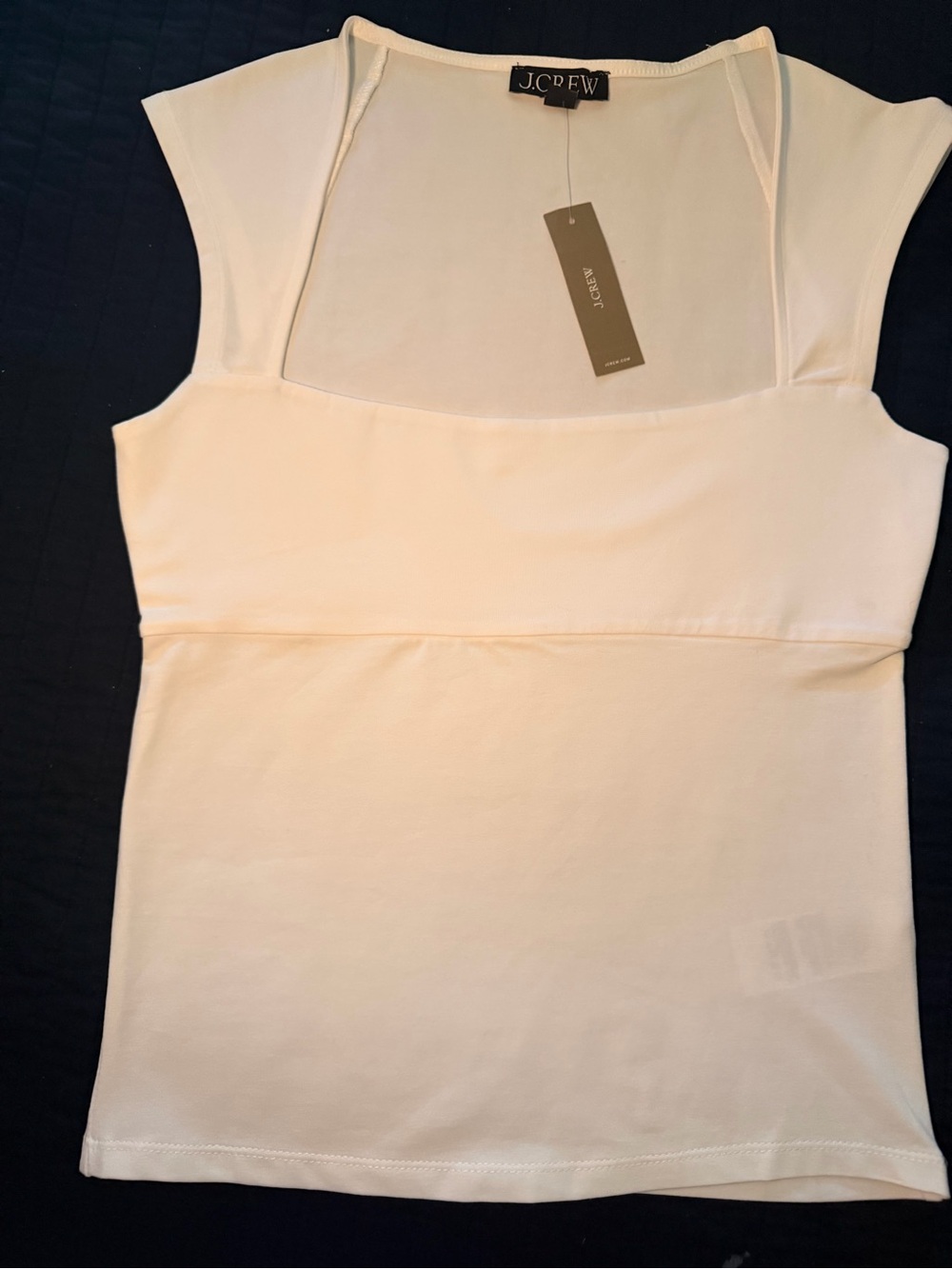 J.Crew White Square Neck Cap Sleeve Top Size Small NWT